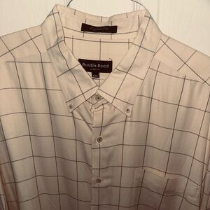 Austin Reed Men's Beige Grid Button Down Shirt